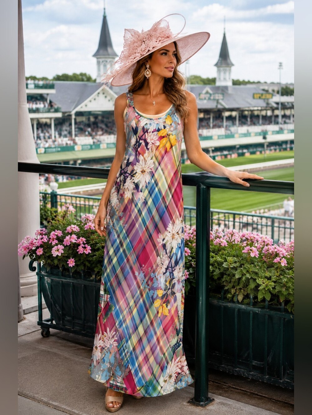 💜Johnny WasLinsu  plaid Maxi Tank Dress